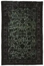 Oyma Siyah Pamuk Üzerine Yün El Dokuma Kilim-199x311