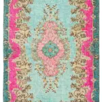 Oyma Mavi Pamuk Üzerine Yün El Dokuma Kilim-164x274