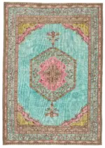 Oyma Mavi Pamuk Üzerine Yün El Dokuma Kilim-193x280