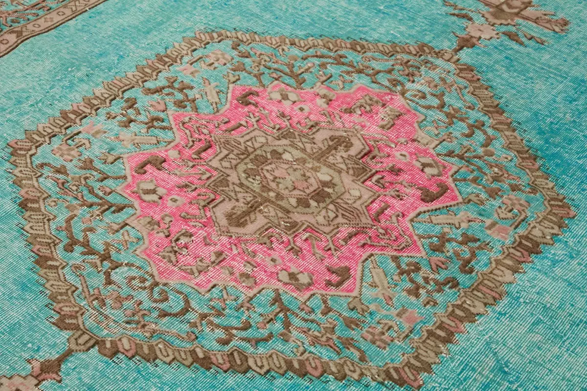 Oyma Mavi Pamuk Üzerine Yün El Dokuma Kilim-193x280 - Görsel 5