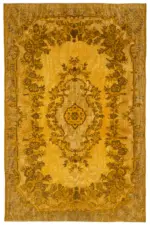 Oyma Sarı Pamuk Üzerine Yün El Dokuma Kilim-200x310