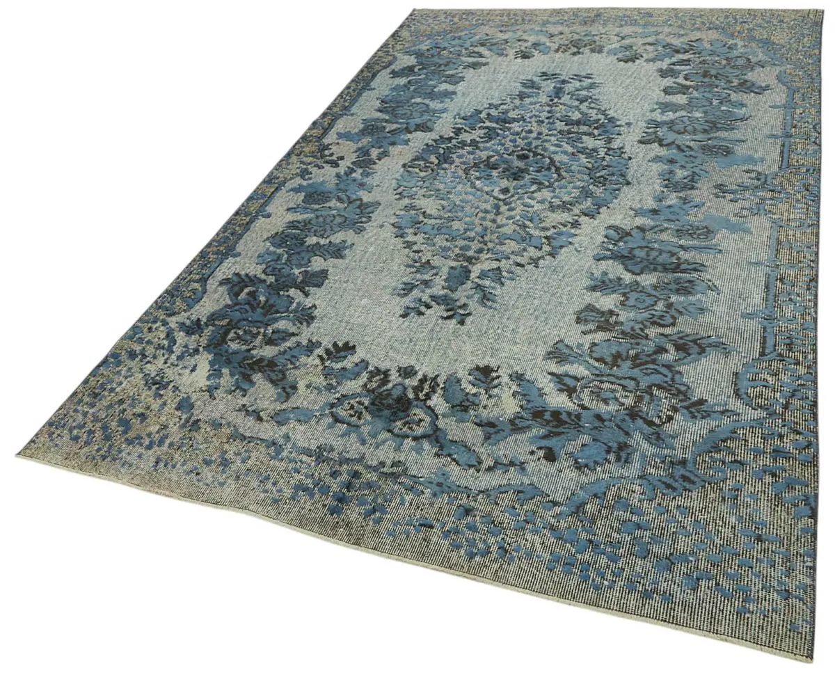 Oyma Mavi Pamuk Üzerine Yün El Dokuma Kilim-174x291 - Görsel 3