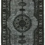 Oyma Siyah Pamuk Üzerine Yün El Dokuma Kilim-171x293