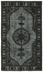 Oyma Siyah Pamuk Üzerine Yün El Dokuma Kilim-171x293