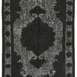 Oyma Siyah Pamuk Üzerine Yün El Dokuma Kilim-142x240