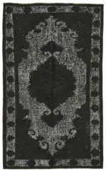 Oyma Siyah Pamuk Üzerine Yün El Dokuma Kilim-142x240