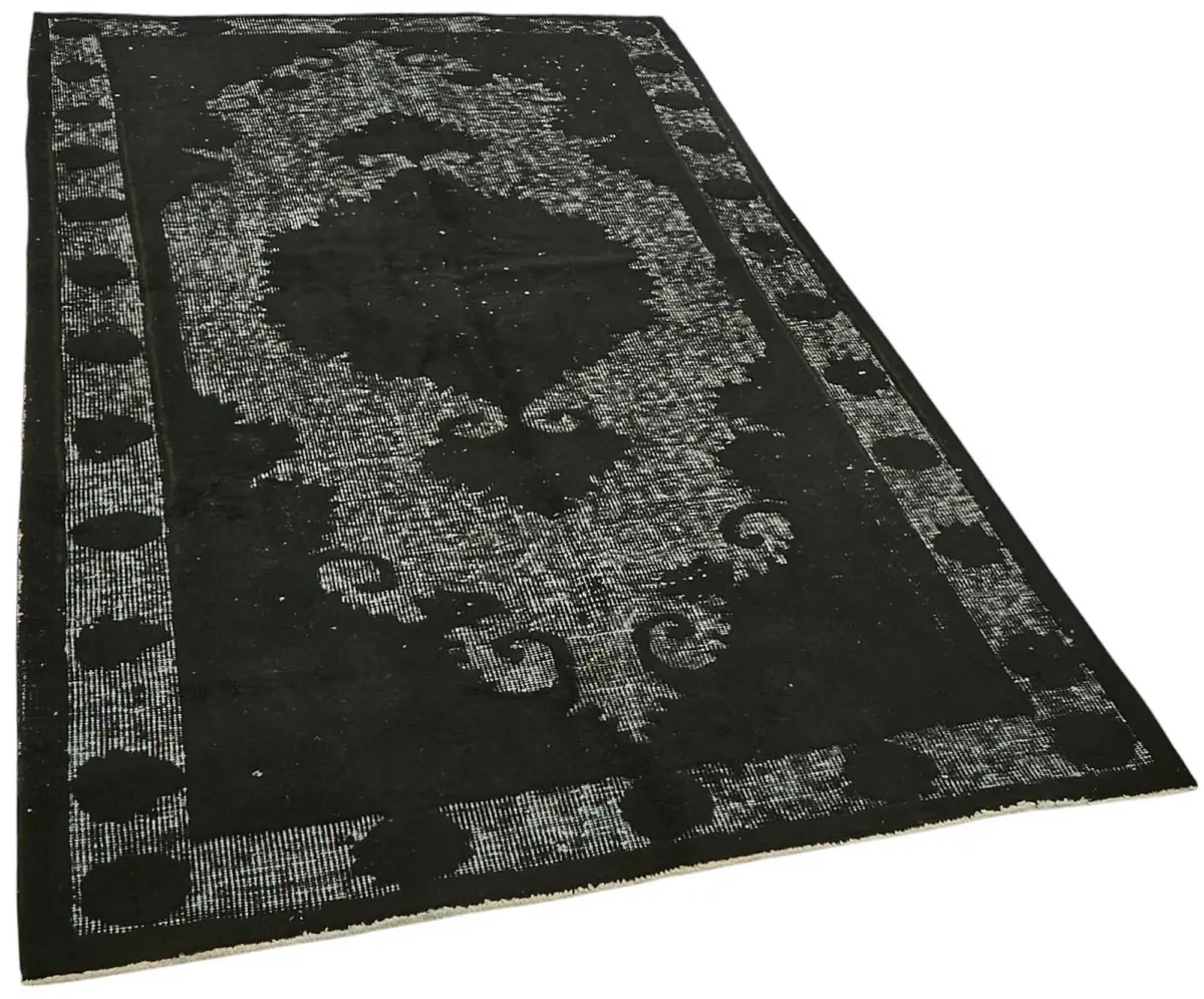 Oyma Siyah Pamuk Üzerine Yün El Dokuma Kilim-142x240 - Görsel 2