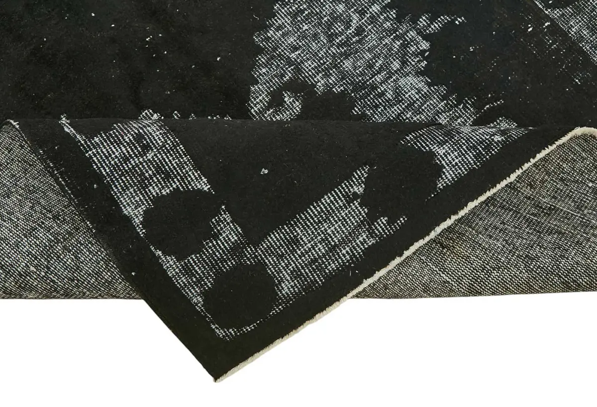 Oyma Siyah Pamuk Üzerine Yün El Dokuma Kilim-142x240 - Görsel 6