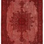 Oyma Kırmızı Pamuk Üzerine Yün El Dokuma Kilim-208x335