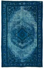 Oyma Mavi Pamuk Üzerine Yün El Dokuma Kilim-206x320