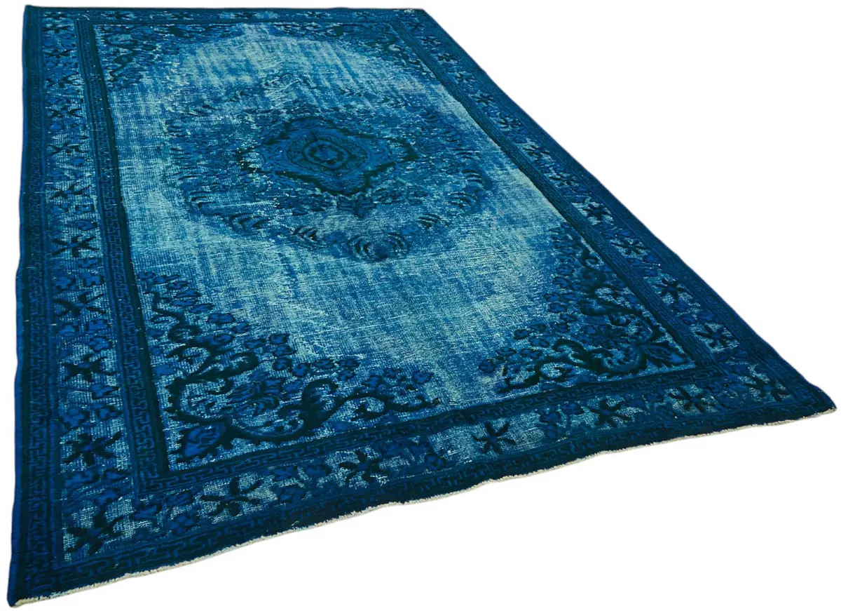 Oyma Mavi Pamuk Üzerine Yün El Dokuma Kilim-206x320 - Görsel 2