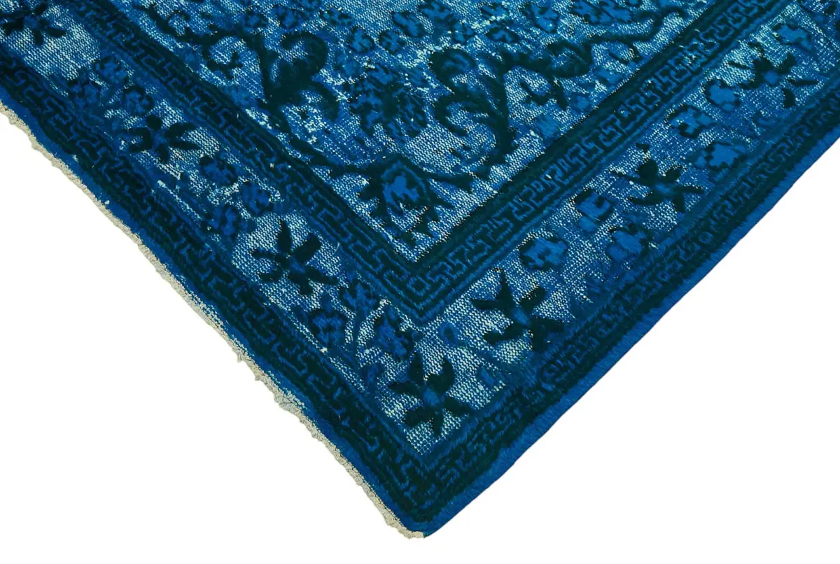 Oyma Mavi Pamuk Üzerine Yün El Dokuma Kilim-206x320 - Görsel 4