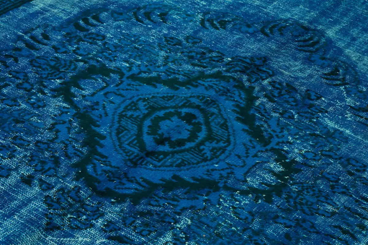 Oyma Mavi Pamuk Üzerine Yün El Dokuma Kilim-206x320 - Görsel 5