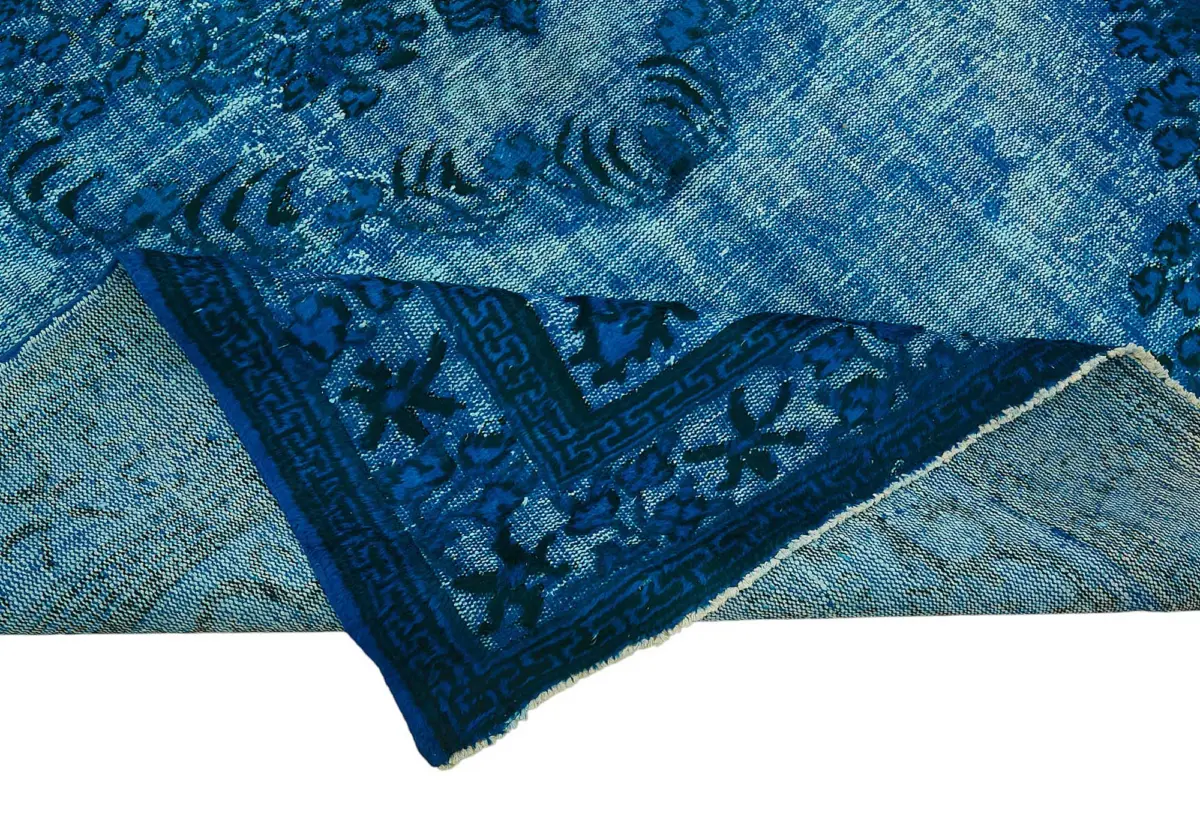 Oyma Mavi Pamuk Üzerine Yün El Dokuma Kilim-206x320 - Görsel 6