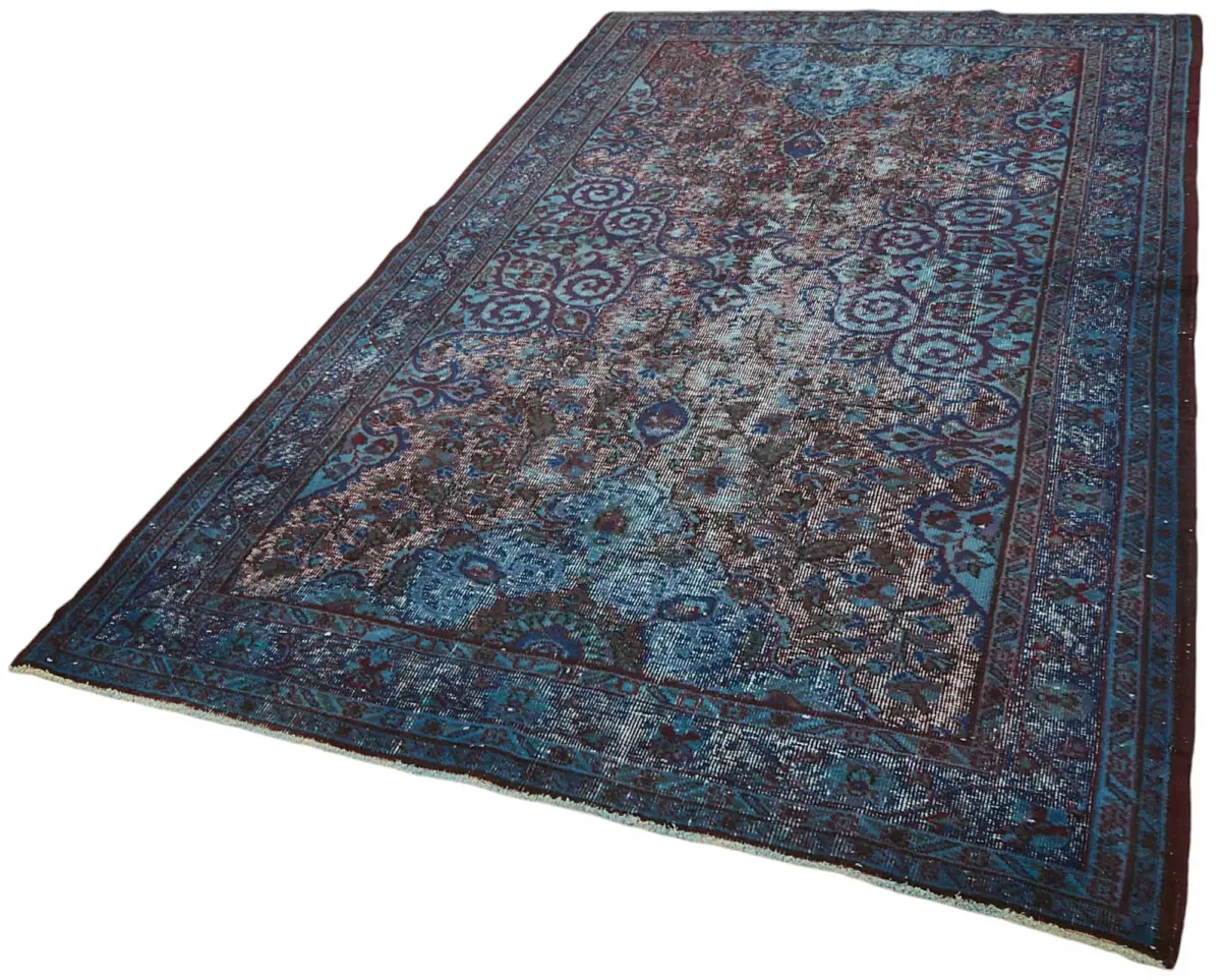 Oyma Mavi Pamuk Üzerine Yün El Dokuma Kilim-166x283 - Görsel 3