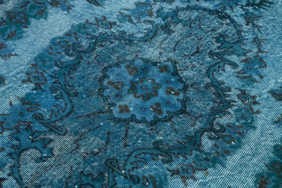 Oyma Mavi Pamuk Üzerine Yün El Dokuma Kilim-177x294 - Görsel 5