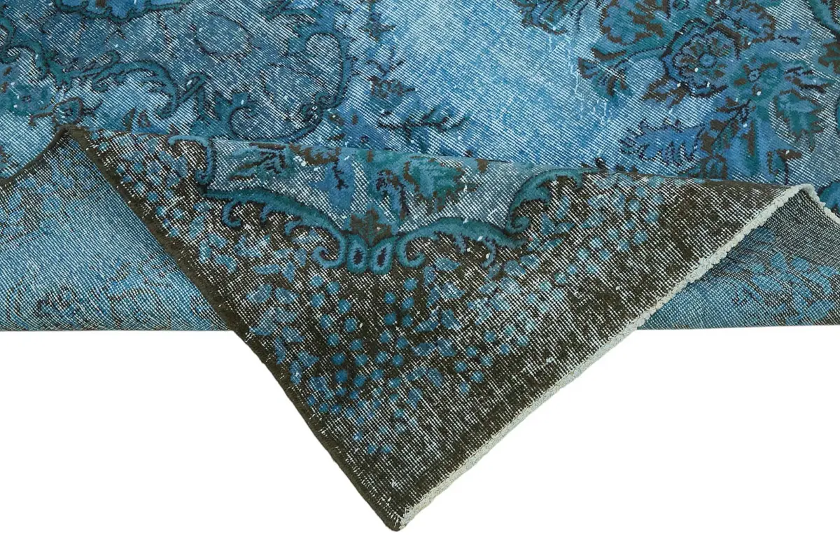 Oyma Mavi Pamuk Üzerine Yün El Dokuma Kilim-177x294 - Görsel 6