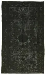 Oyma Siyah Pamuk Üzerine Yün El Dokuma Kilim-145x244