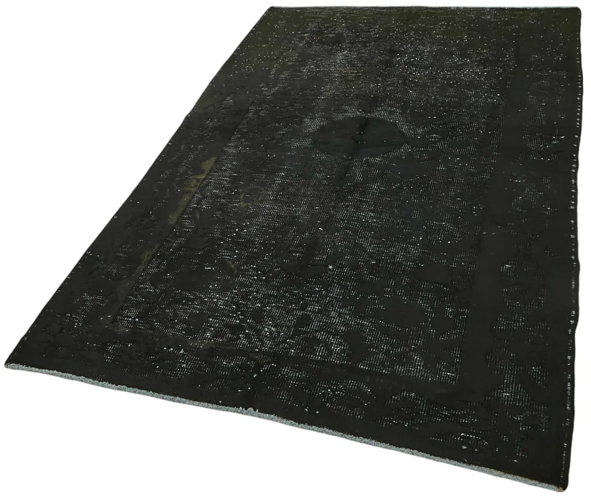 Oyma Siyah Pamuk Üzerine Yün El Dokuma Kilim-145x244 - Görsel 3