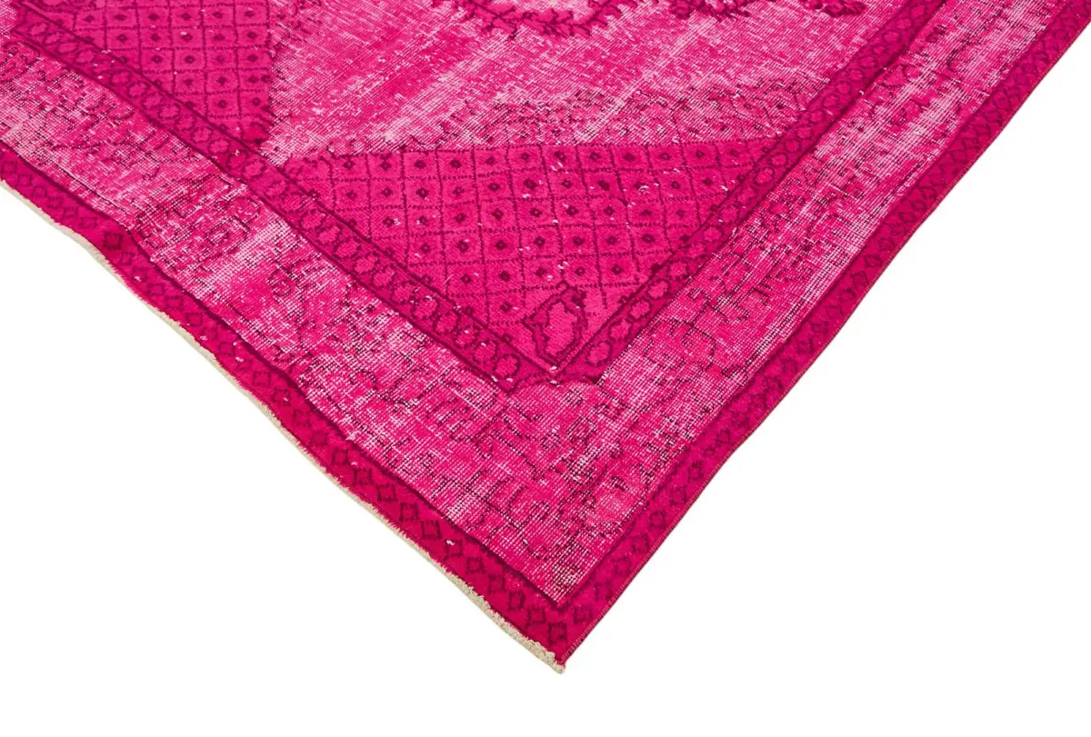 Oyma Pembe Pamuk Üzerine Yün El Dokuma Kilim-143x280 - Görsel 4