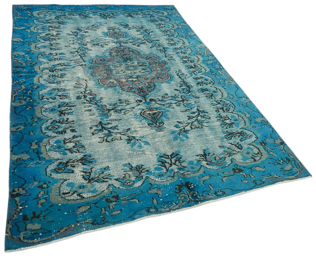 Oyma Mavi Pamuk Üzerine Yün El Dokuma Kilim-158x270 - Görsel 2