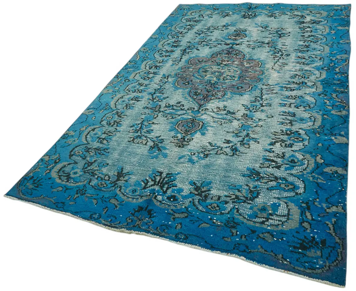 Oyma Mavi Pamuk Üzerine Yün El Dokuma Kilim-158x270 - Görsel 3