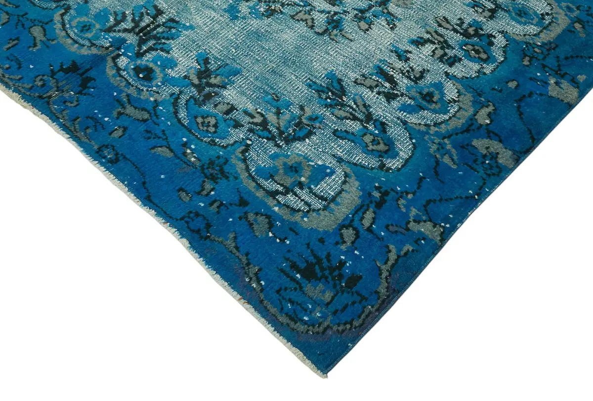 Oyma Mavi Pamuk Üzerine Yün El Dokuma Kilim-158x270 - Görsel 4