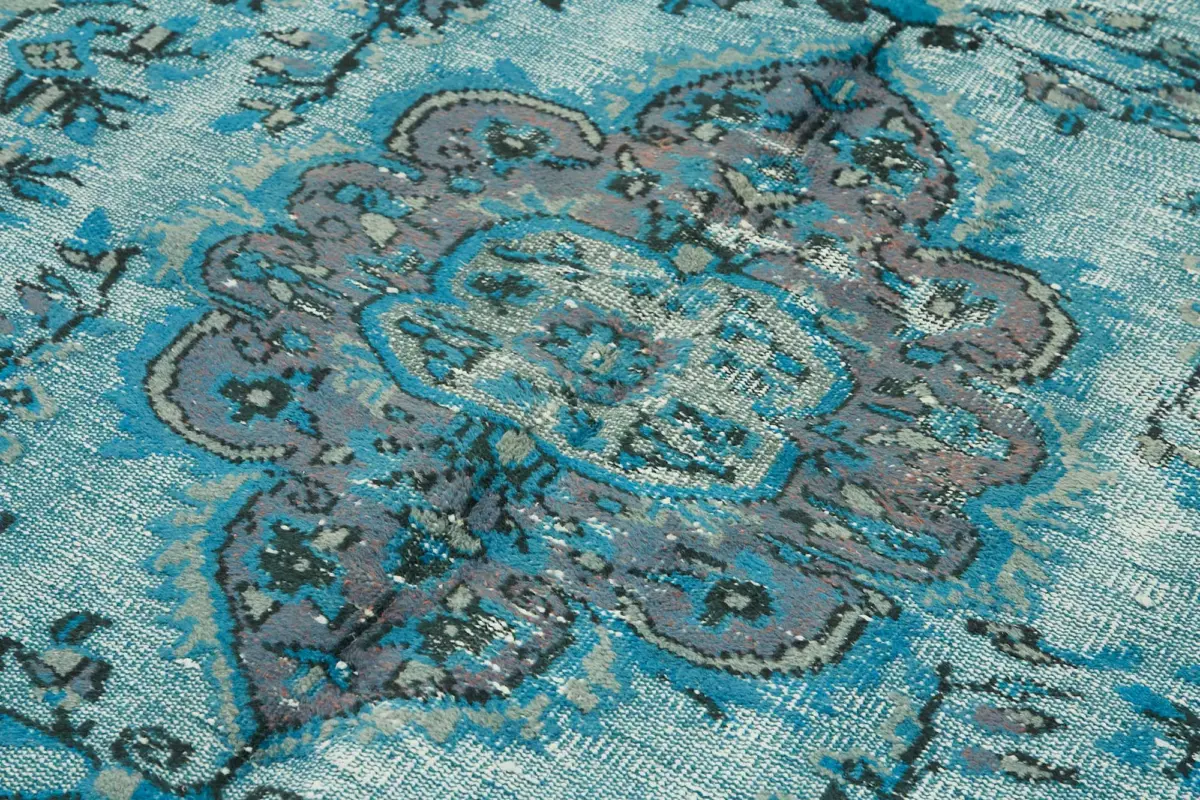 Oyma Mavi Pamuk Üzerine Yün El Dokuma Kilim-158x270 - Görsel 5