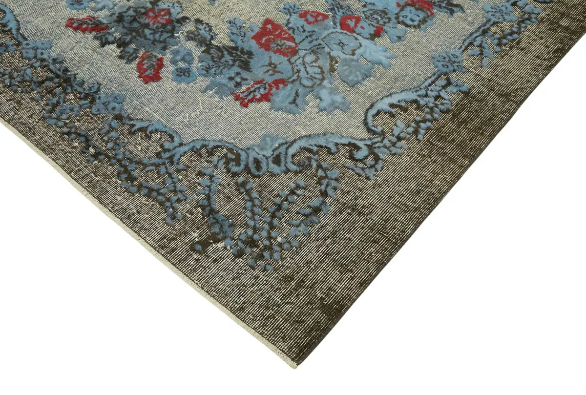 Oyma Mavi Pamuk Üzerine Yün El Dokuma Kilim-195x300 - Görsel 4