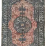 Oyma Mavi Pamuk Üzerine Yün El Dokuma Kilim-208x304