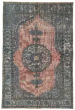 Oyma Mavi Pamuk Üzerine Yün El Dokuma Kilim-208x304