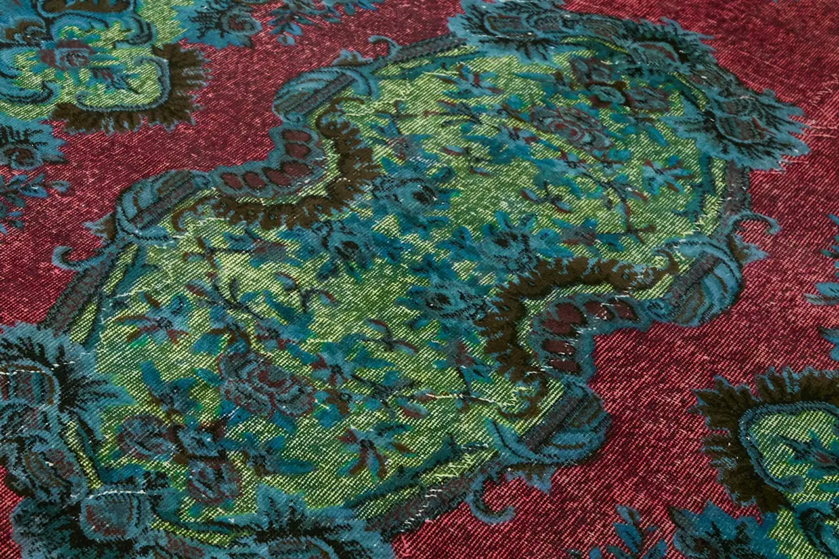 Oyma Mavi Pamuk Üzerine Yün El Dokuma Kilim-183x295 - Görsel 5