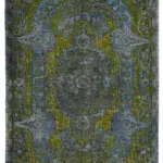 Oyma Mavi Pamuk Üzerine Yün El Dokuma Kilim-192x310