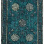 Oyma Mavi Pamuk Üzerine Yün El Dokuma Kilim-148x248