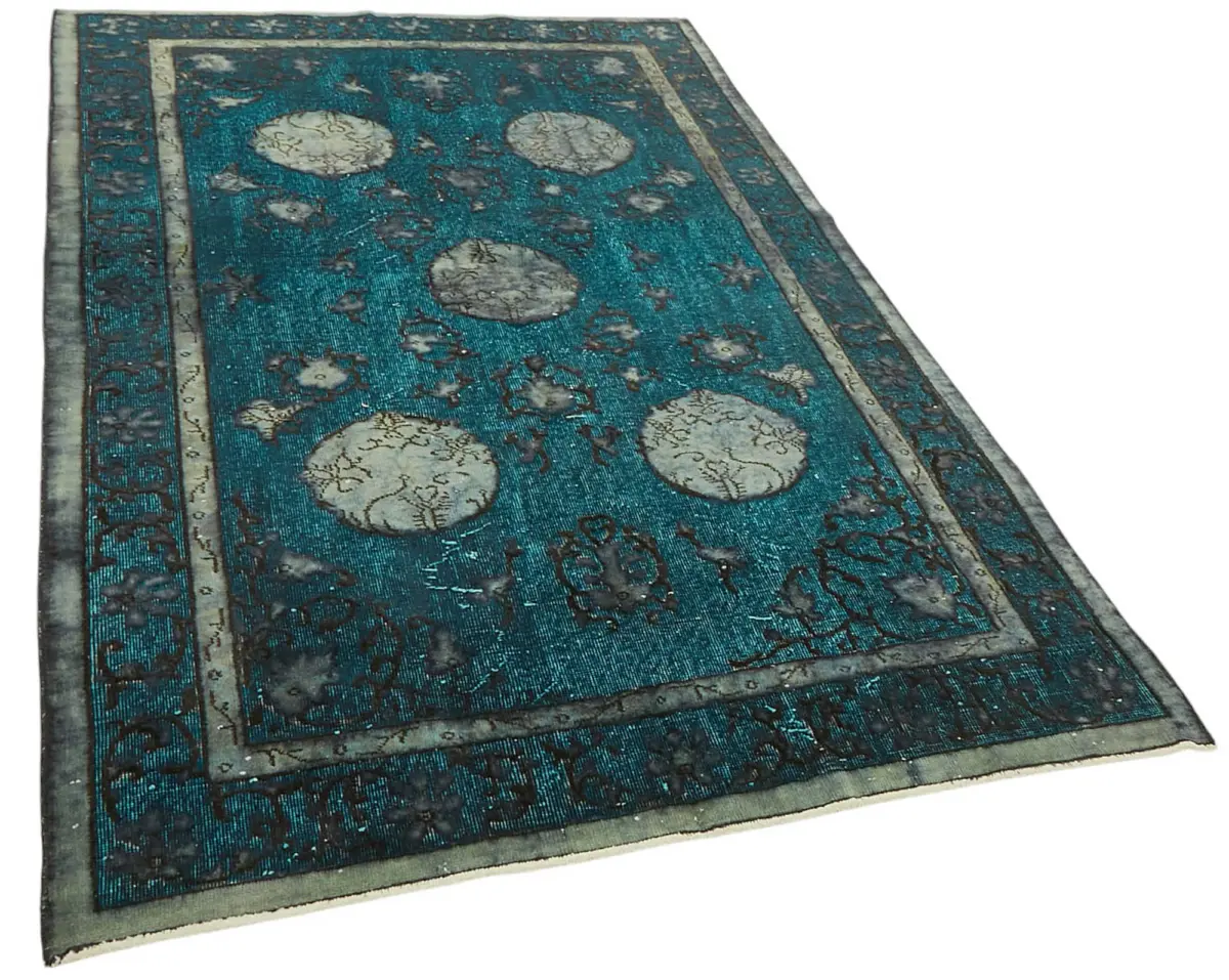 Oyma Mavi Pamuk Üzerine Yün El Dokuma Kilim-148x248 - Görsel 2