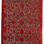 Oyma Kırmızı Pamuk Üzerine Yün El Dokuma Kilim-171x286