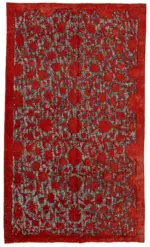 Oyma Kırmızı Pamuk Üzerine Yün El Dokuma Kilim-171x286