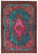 Oyma Pembe Pamuk Üzerine Yün El Dokuma Kilim-209x309