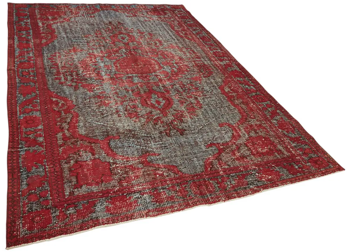 Oyma Kırmızı Pamuk Üzerine Yün El Dokuma Kilim-205x305 - Görsel 2