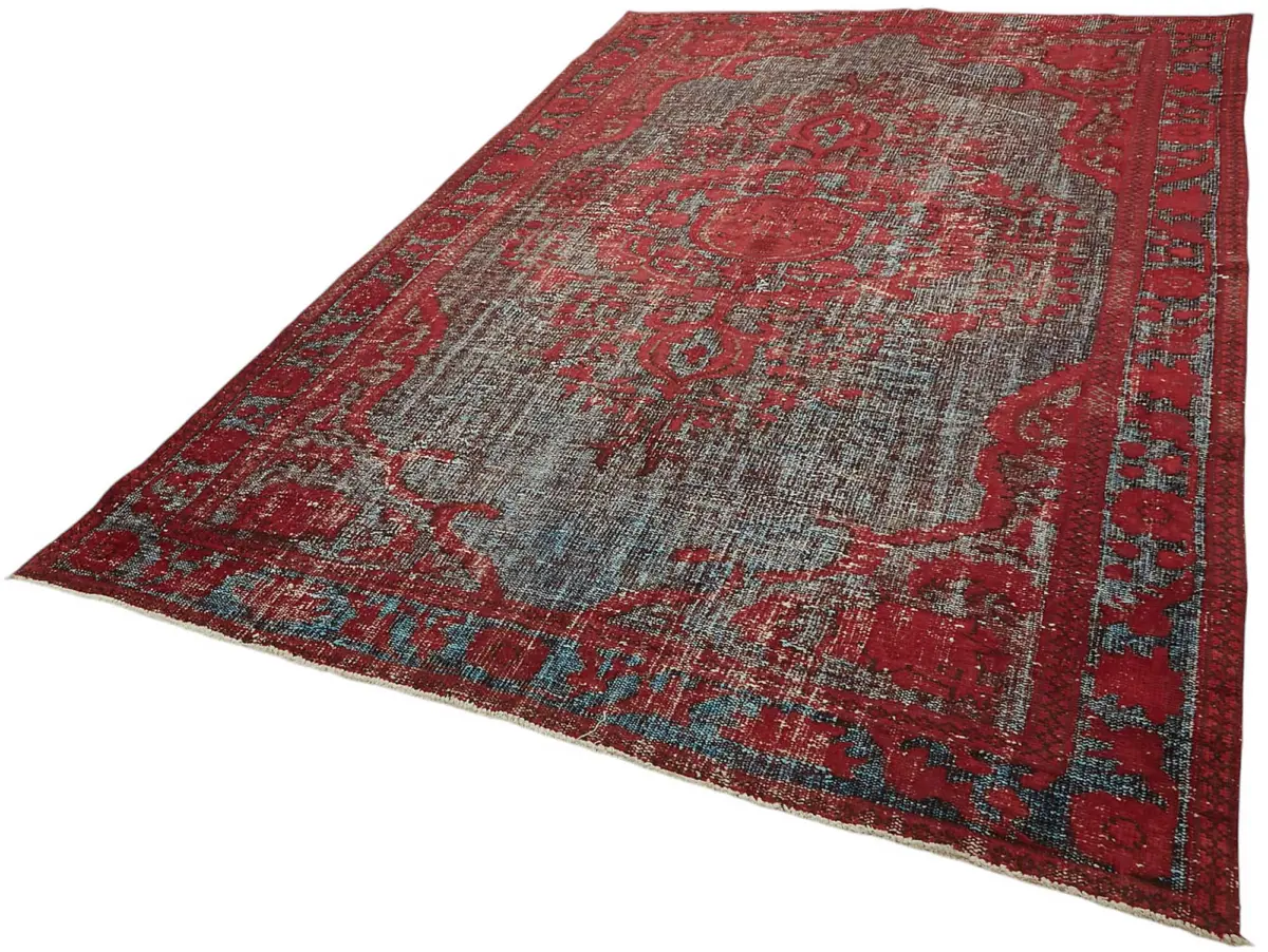 Oyma Kırmızı Pamuk Üzerine Yün El Dokuma Kilim-205x305 - Görsel 3
