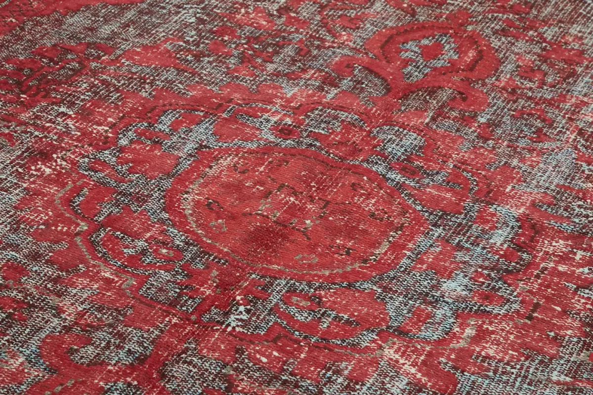 Oyma Kırmızı Pamuk Üzerine Yün El Dokuma Kilim-205x305 - Görsel 5