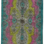 Oyma Mavi Pamuk Üzerine Yün El Dokuma Kilim-191x306