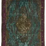 Oyma Kahverengi Pamuk Üzerine Yün El Dokuma Kilim-202x317