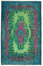 Oyma Mavi Pamuk Üzerine Yün El Dokuma Kilim-190x293