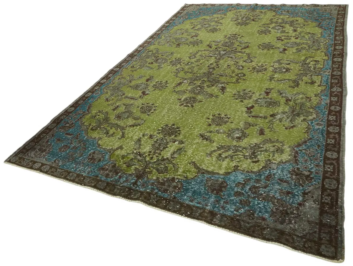 Oyma Yeşil Pamuk Üzerine Yün El Dokuma Kilim-202x340 - Görsel 3