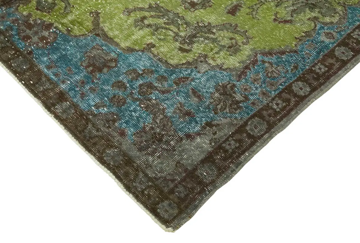 Oyma Yeşil Pamuk Üzerine Yün El Dokuma Kilim-202x340 - Görsel 4