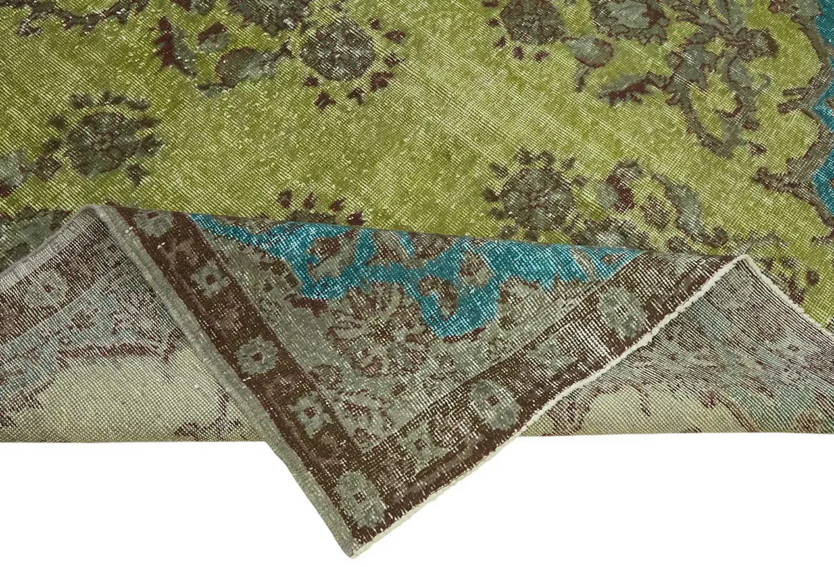 Oyma Yeşil Pamuk Üzerine Yün El Dokuma Kilim-202x340 - Görsel 6