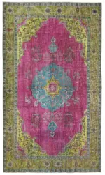 Oyma Yeşil Pamuk Üzerine Yün El Dokuma Kilim-180x303