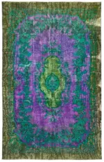 Oyma Yeşil Pamuk Üzerine Yün El Dokuma Kilim-219x350