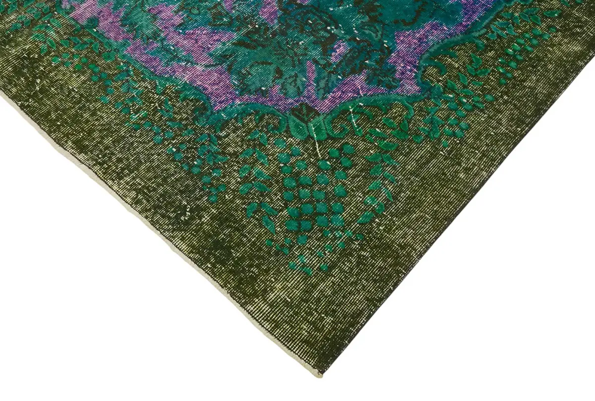Oyma Yeşil Pamuk Üzerine Yün El Dokuma Kilim-219x350 - Görsel 4